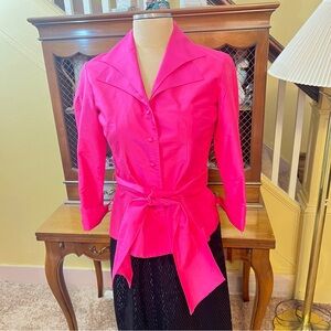 ❤️Sara Campbell Size 8 Pink Silk Top with Sash.